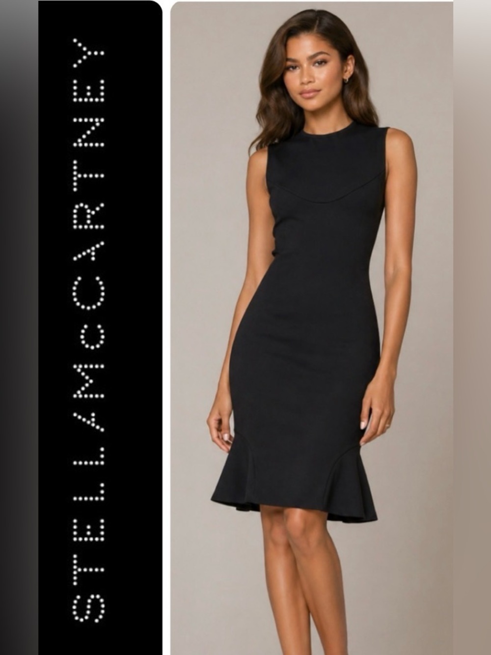 Stella McCartney black sculpted flounce hem dress- size 42 - runs small